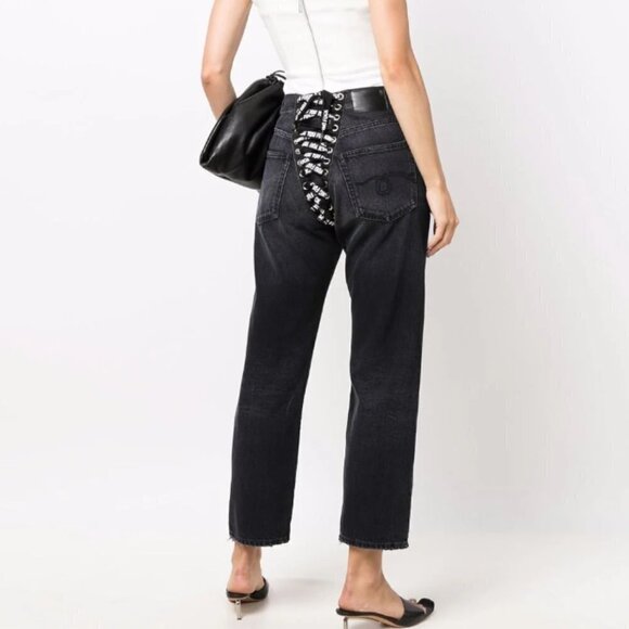 R13 Back Lace Up Jeans in Jake Black Size 27 - Picture 1 of 14